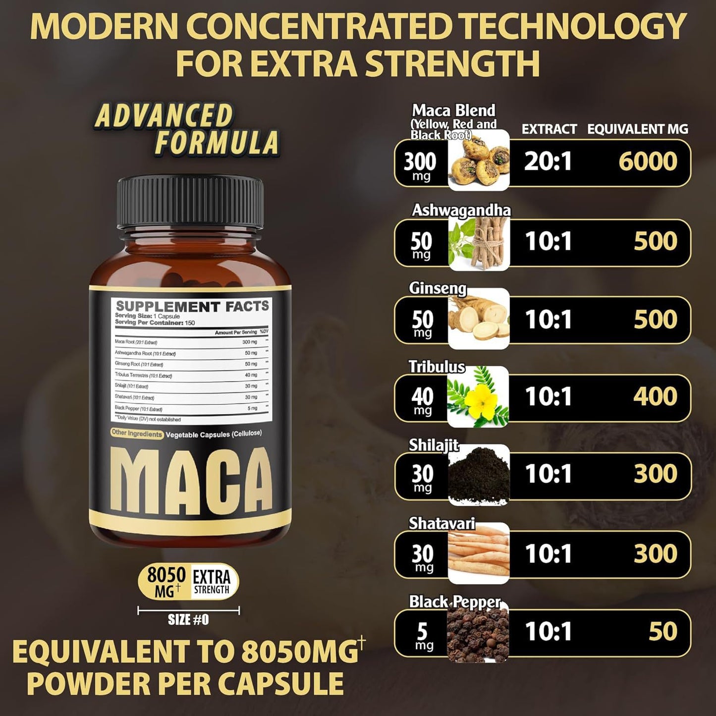 Maca Root Capsules – Black, Red & Yellow Maca Complex for Natural Energy & Vitality